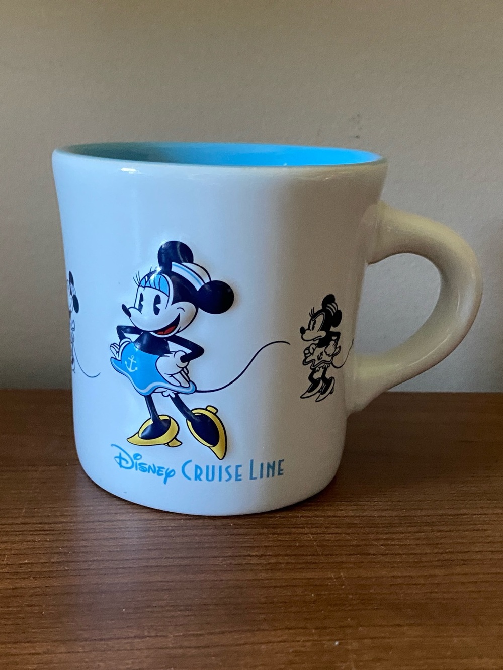 Disney Cruise Minnie Mouse Mug Nautical Blue Ceramic Coffee Tea Cup 9oz